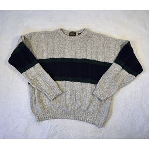 Men's Vintage 100% Cotton USA Made Sweater Gray/Blue, Size L, Grandpacore, Cosby